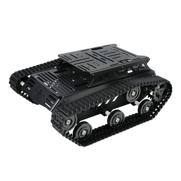 ShopsRobot Tank Car Chassis Kit Shock Absorbing Robot with DC Geared Motor for Arduino/ Raspberry Pi/ Jetson Nano DIY Robotic Car Learning Kit (Black)