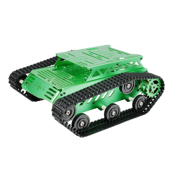 ShopsRobot Tank Car Chassis Kit Shock Absorbing Robot with DC Geared Motor for Arduino/ Raspberry Pi/ Jetson Nano DIY Robotic Car Learning Kit (Green)