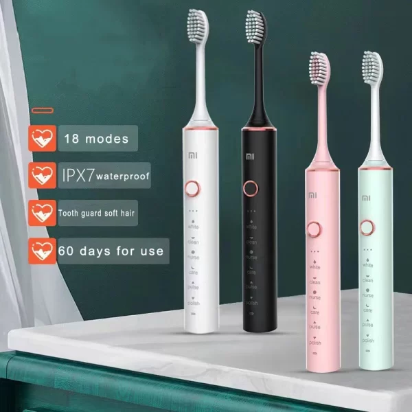 Sonic Electric Toothbrush for Men and Women Adult Household USB Rechargeable IPX7 Waterproof Tooth Oral Care Soft Brush