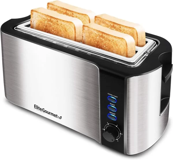 ECT-3100 Long slot 4 slice toaster, reheat, 6 toaster Settings, defrost, cancel function, built-in heating rack