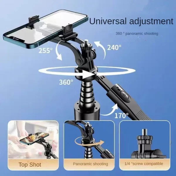 Selfie stick Bluetooth foldable tripod suitable for mobile phones 360° anti-shake shooting mini camera stand