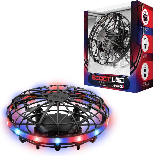 Force1 Scoot Led Hand Operated Drone for Kids or Adults Red/Blue