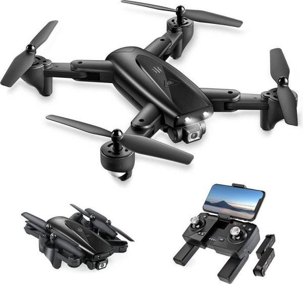 UranHub Drone with Camera 4K UHD for Adults, GPS Foldable FPV RC Quadcopte for Beginners with 2 Batteries, Auto Return, Follow Me, Gesture Control, Point of Interest, Waypoints, Black