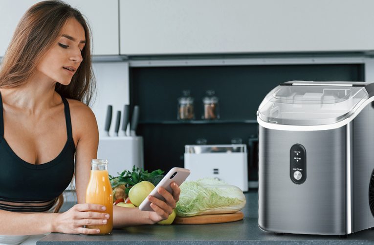 Only $77, Buy Now! Nugget Countertop Ice Maker with Soft Chewable Ice, 34Lbs/24H, Pebble Portable Ice Machine with Ice Scoop, Self-Cleaning, One-Click Operation, for Kitchen, Office Stainless Steel Silver