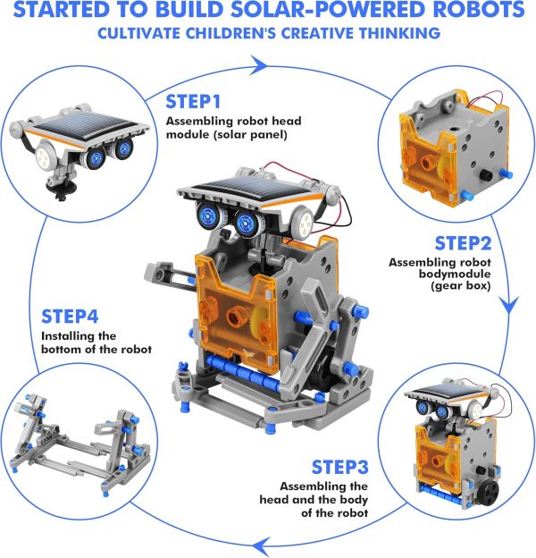 STEM 13-in-1 Education Solar Power Robots Toys, 30K+ Bought in Past Month, Original Price: $27, Now: $19. For Boys Age 8-12, DIY Educational Toy Science Kits for Kids, Building Experiment Robotics Set Birthday Gifts for 8 9 10 11 12 Years Old Boys Girls Teens - Image 2