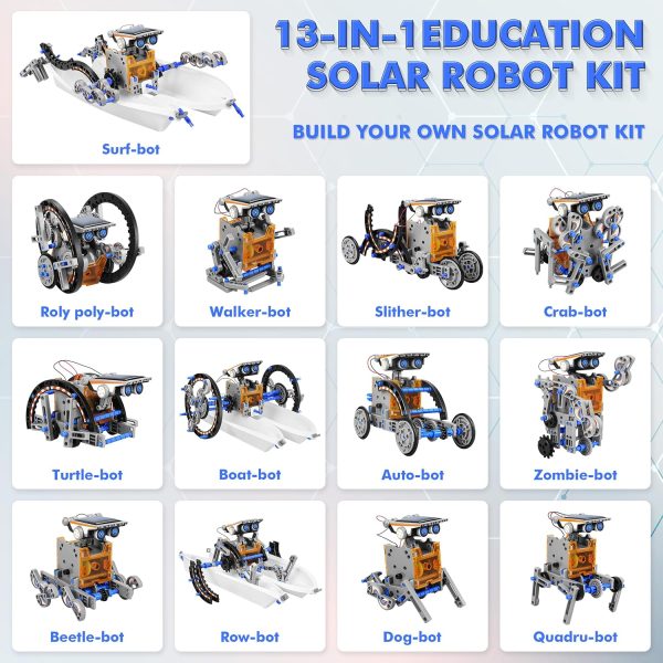 STEM 13-in-1 Education Solar Power Robots Toys, 30K+ Bought in Past Month, Original Price: $27, Now: $19. For Boys Age 8-12, DIY Educational Toy Science Kits for Kids, Building Experiment Robotics Set Birthday Gifts for 8 9 10 11 12 Years Old Boys Girls Teens - Image 3