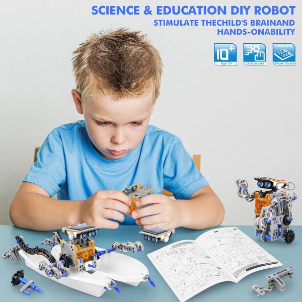 STEM 13-in-1 Education Solar Power Robots Toys, 30K+ Bought in Past Month, Original Price: $27, Now: $19. For Boys Age 8-12, DIY Educational Toy Science Kits for Kids, Building Experiment Robotics Set Birthday Gifts for 8 9 10 11 12 Years Old Boys Girls Teens - Image 4