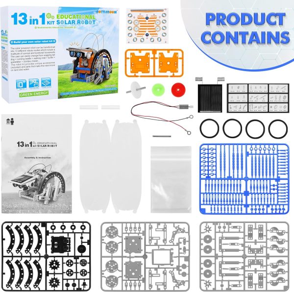 STEM 13-in-1 Education Solar Power Robots Toys, 30K+ Bought in Past Month, Original Price: $27, Now: $19. For Boys Age 8-12, DIY Educational Toy Science Kits for Kids, Building Experiment Robotics Set Birthday Gifts for 8 9 10 11 12 Years Old Boys Girls Teens - Image 7