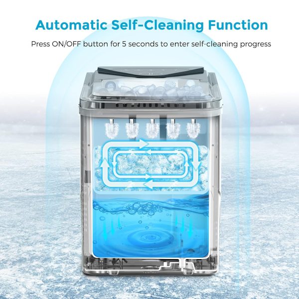 Countertop Ice Makers, 3K+ Bought in Past Month, Original price: $79, Now: $57. Self-Cleaning Function, Portable Electric Ice Cube Maker Machine, 9 Pellet Ice Ready in 6 Mins, 26lbs 24Hrs with Ice Bags and Scoop Basket for Home Bar Camping RV (Black) - Image 3