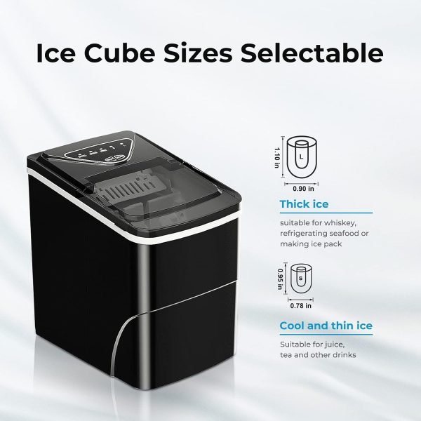 Countertop Ice Makers, 3K+ Bought in Past Month, Original price: $79, Now: $57. Self-Cleaning Function, Portable Electric Ice Cube Maker Machine, 9 Pellet Ice Ready in 6 Mins, 26lbs 24Hrs with Ice Bags and Scoop Basket for Home Bar Camping RV (Black) - Image 4