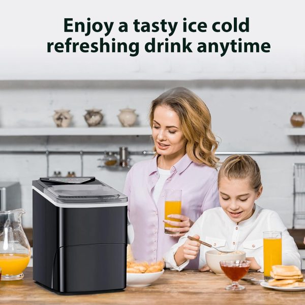 Countertop Ice Makers, 3K+ Bought in Past Month, Original price: $79, Now: $57. Self-Cleaning Function, Portable Electric Ice Cube Maker Machine, 9 Pellet Ice Ready in 6 Mins, 26lbs 24Hrs with Ice Bags and Scoop Basket for Home Bar Camping RV (Black) - Image 7