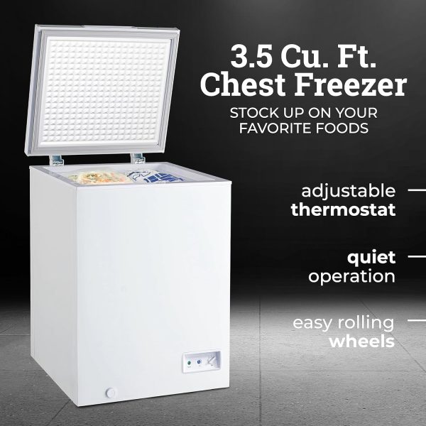 ICFXX35WH6AD Removable Basket and Front Defrost Water Drain Small Deep Freezer Perfect for Homes, 3.5 Cu. Ft, White Chest ? - Image 2