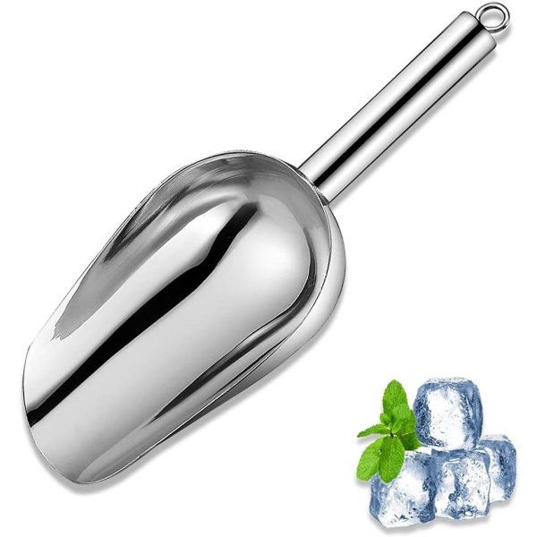 Stainless Steel Ice Scoop 6 Oz, 9K+ Bought in Past Month, Original Price: $6.9, Now: $5, Kitchen Ice Scooper for Ice Maker, Small Food Scoops for Bar Party Wedding Pet Dog Food, Silver