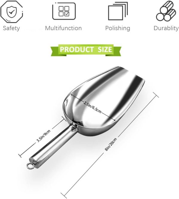 Stainless Steel Ice Scoop 6 Oz, 9K+ Bought in Past Month, Original Price: $6.9, Now: $5, Kitchen Ice Scooper for Ice Maker, Small Food Scoops for Bar Party Wedding Pet Dog Food, Silver - Image 6