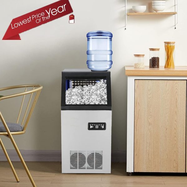 Commercial Ice Maker Machine, 400+ Bought in Past Month, Original Price: $289, Now: $177. 110LBS/24H Commercial Ice Maker Machine with 2 Water Inlets, Freestanding Ice Machine with 24lbs Storage Bin, Ice Scoop & Water Filter for Home Office Restaurant Bar - Image 2