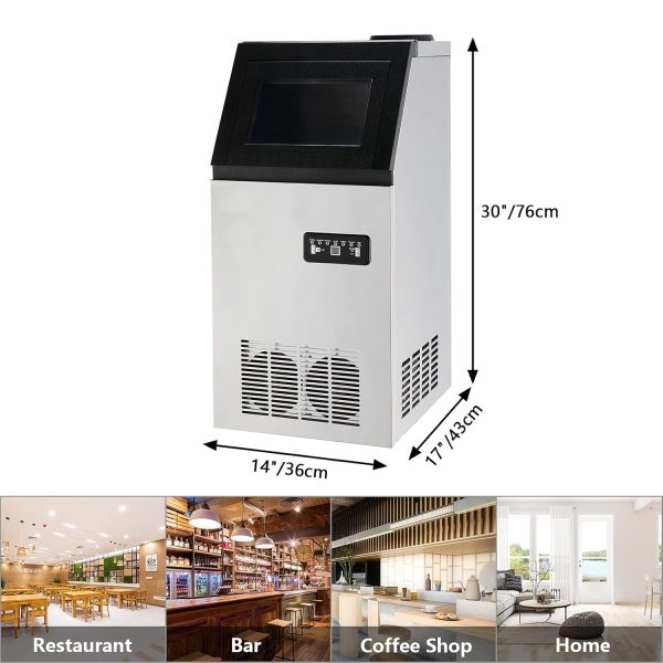 Commercial Ice Maker Machine, 400+ Bought in Past Month, Original Price: $289, Now: $177. 110LBS/24H Commercial Ice Maker Machine with 2 Water Inlets, Freestanding Ice Machine with 24lbs Storage Bin, Ice Scoop & Water Filter for Home Office Restaurant Bar - Image 6