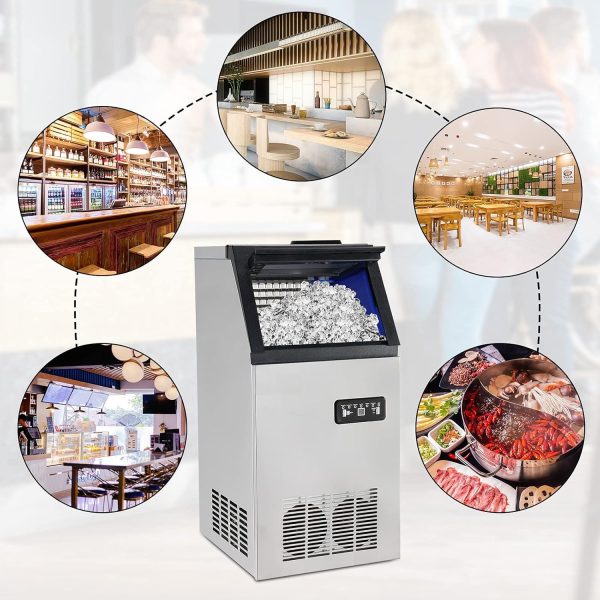 Commercial Ice Maker Machine, 400+ Bought in Past Month, Original Price: $289, Now: $177. 110LBS/24H Commercial Ice Maker Machine with 2 Water Inlets, Freestanding Ice Machine with 24lbs Storage Bin, Ice Scoop & Water Filter for Home Office Restaurant Bar - Image 7