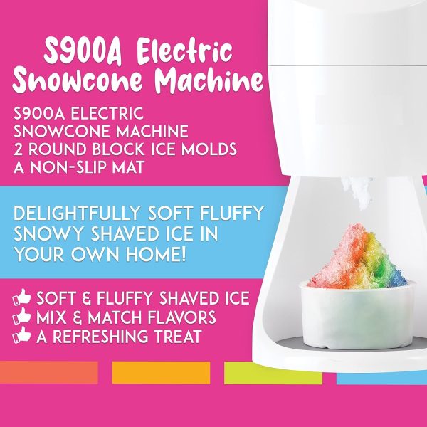 Shaved Ice S900A Snow Cone & Shaved Ice Machine, 10K+ Bought in Past Month, Original price: $33, Now: $22.  With 2 Reusable Plastic Ice Mold Cups, Non-slip Mat, Instruction Manual, 1-year Manufacturer’s Warranty, 120V, White - Image 2