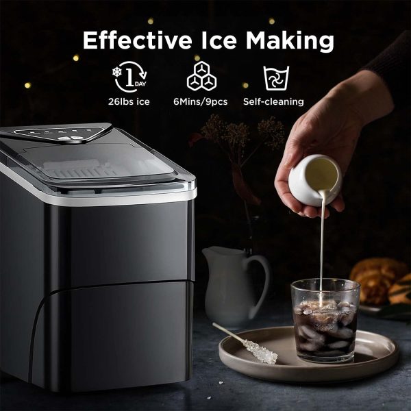 3K+ Bought in Past Month, Lowest Price Online, Only $57, Shop Now! Ice Maker Countertop, 9 Cubes Ready in 6 Mins, 26lbs in 24Hrs, Self-Cleaning Ice Machine with Ice Scoop and Basket, 2 Sizes of Bullet Ice for Home Kitchen Office Bar Party - Image 2