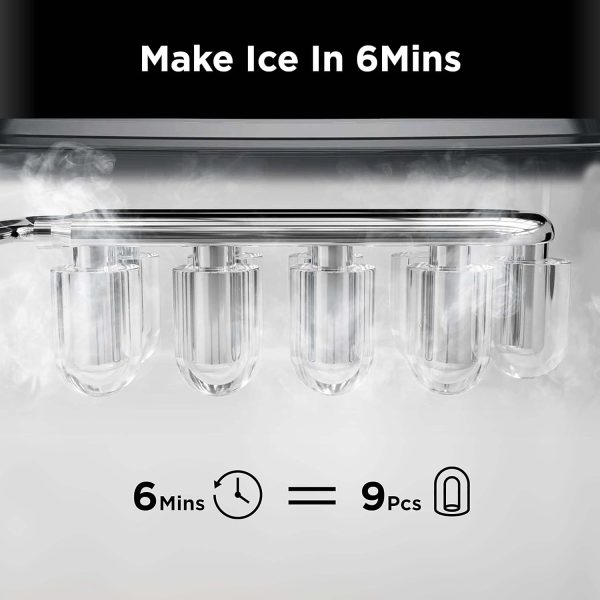 3K+ Bought in Past Month, Lowest Price Online, Only $57, Shop Now! Ice Maker Countertop, 9 Cubes Ready in 6 Mins, 26lbs in 24Hrs, Self-Cleaning Ice Machine with Ice Scoop and Basket, 2 Sizes of Bullet Ice for Home Kitchen Office Bar Party - Image 3