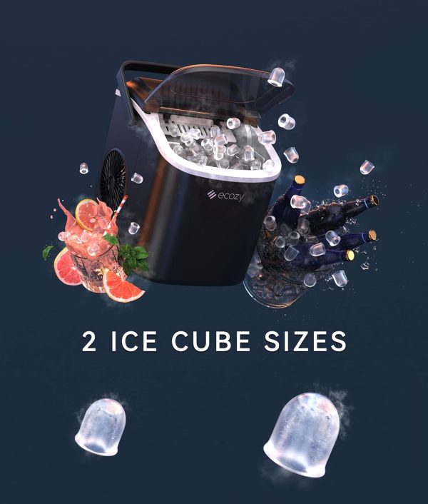 Portable Countertop Ice Maker - 9 Ice Cubes in 6 Minutes, 26 lbs Daily Output, Self-Cleaning with Ice Bags, Scoop, and Basket for Kitchen, Office, Bar, Party - Black - Image 4