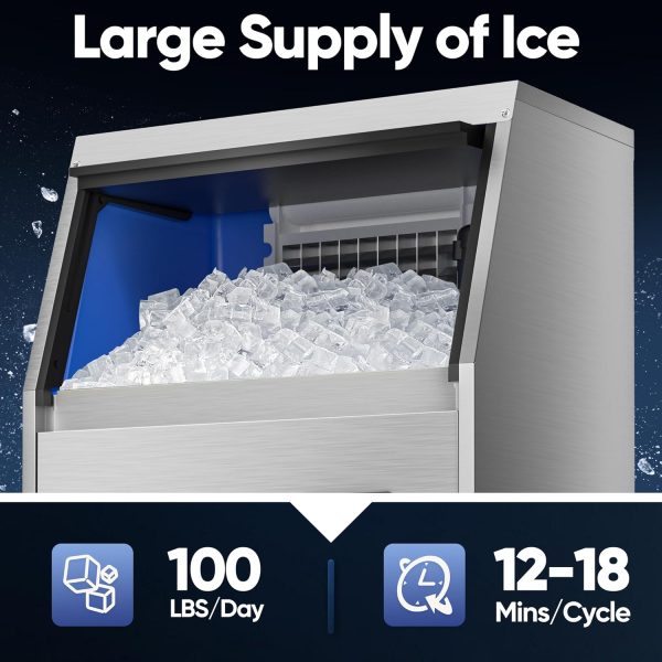 Commercial Ice Maker Machine, 350+ Bought in Past Month, Original Price: $399, Now: $237. 100LBS/24H, Under Counter Ice Maker with 34LBS Storage Capacity, Stainless Steel Ice Machine for Restaurant Home Bar, DOE - Image 2