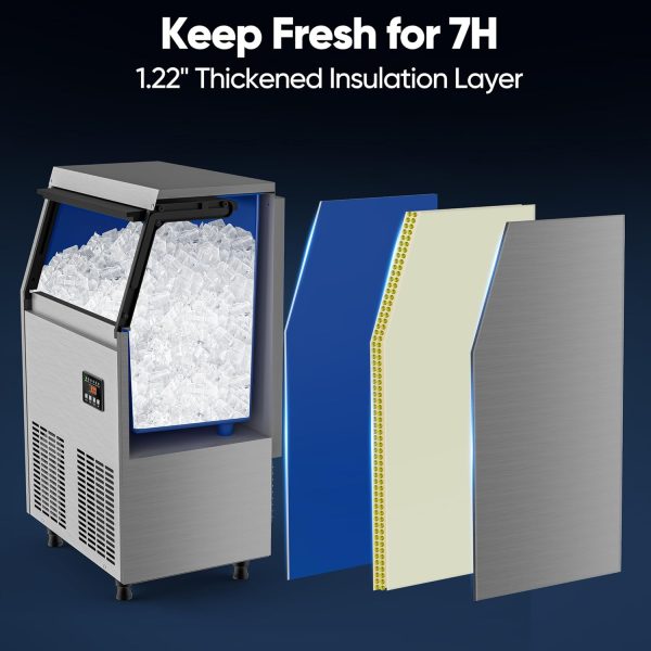 Commercial Ice Maker Machine, 350+ Bought in Past Month, Original Price: $399, Now: $237. 100LBS/24H, Under Counter Ice Maker with 34LBS Storage Capacity, Stainless Steel Ice Machine for Restaurant Home Bar, DOE - Image 7