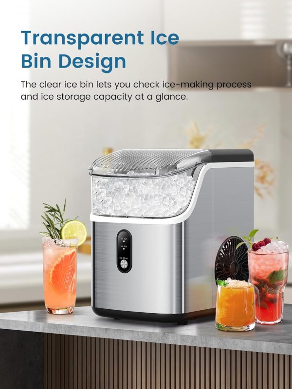 3K+ bought in past month, Nugget Ice Makers Countertop, Only $137, Shop Now! Soft Chewable Crushed Ice Maker Machine, Portable Pebble Ice Maker Countertop, 34Lbs/Day, Self-Cleaning, One-Button Operation Ice Machine for Home Kitchen Party - Image 3