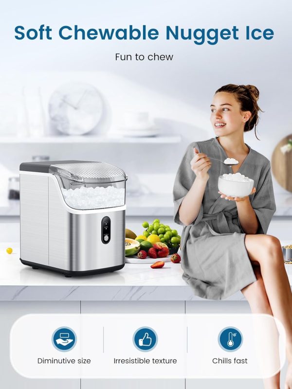 3K+ bought in past month, Nugget Ice Makers Countertop, Only $137, Shop Now! Soft Chewable Crushed Ice Maker Machine, Portable Pebble Ice Maker Countertop, 34Lbs/Day, Self-Cleaning, One-Button Operation Ice Machine for Home Kitchen Party - Image 4