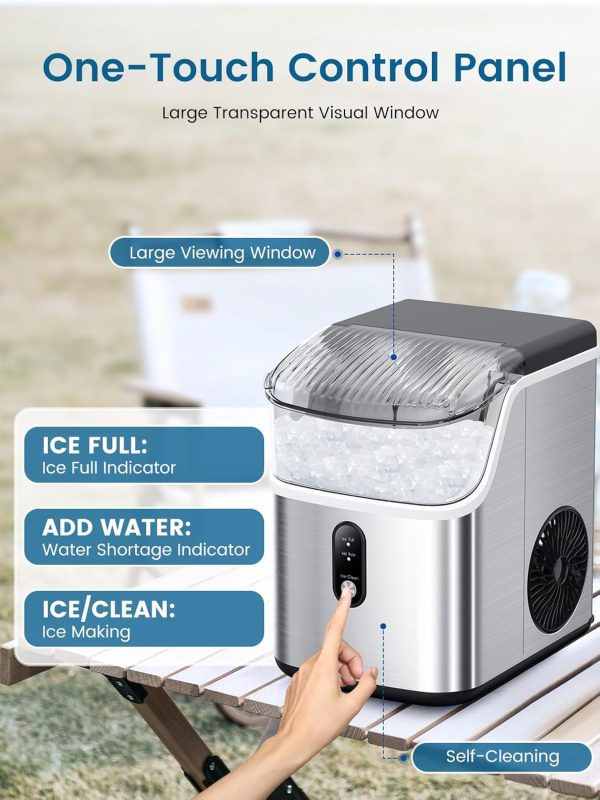 3K+ bought in past month, Nugget Ice Makers Countertop, Only $137, Shop Now! Soft Chewable Crushed Ice Maker Machine, Portable Pebble Ice Maker Countertop, 34Lbs/Day, Self-Cleaning, One-Button Operation Ice Machine for Home Kitchen Party - Image 7