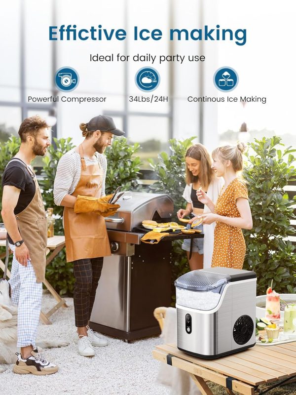 3K+ bought in past month, Nugget Ice Makers Countertop, Only $137, Shop Now! Soft Chewable Crushed Ice Maker Machine, Portable Pebble Ice Maker Countertop, 34Lbs/Day, Self-Cleaning, One-Button Operation Ice Machine for Home Kitchen Party - Image 9