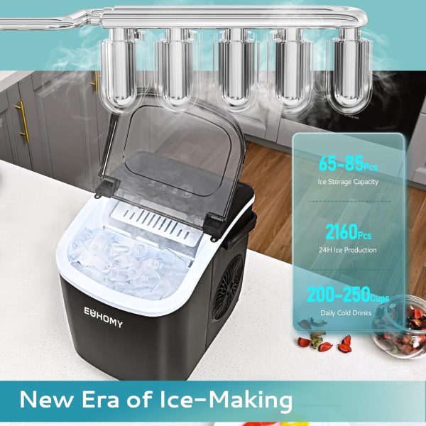 Countertop Ice Maker Machine with Handle, 10K+ Bought in Past Month, Original Price: $56, Now: $47, 26lbs in 24Hrs, 9 Ice Cubes Ready in 6 Mins, Auto-Cleaning Portable Ice Maker with Basket and Scoop, for Home/Kitchen/Camping/RV. (Black) - Image 3