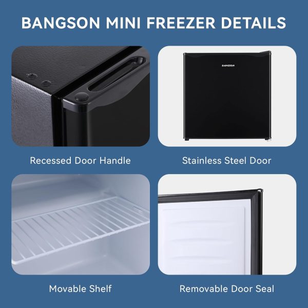 Upright Freezer,1.1Cu.ft Mini Freezer with Removable Shelf, Single Door Compact Mini Freezer, Small freezer for Home/Dorms/Apartment/Office (Black) - Image 4