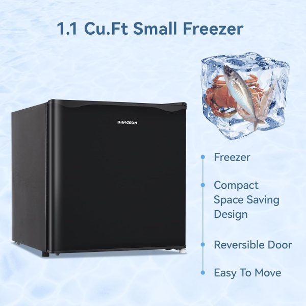 Upright Freezer,1.1Cu.ft Mini Freezer with Removable Shelf, Single Door Compact Mini Freezer, Small freezer for Home/Dorms/Apartment/Office (Black) - Image 8