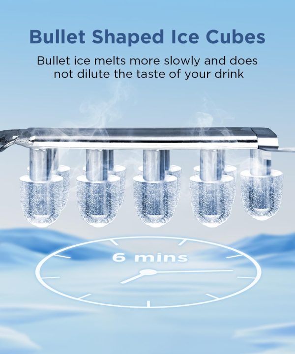 10K+ Bought in Past Month, Ice Maker Countertop, Lowest Price Online, Only $47, Shop Now! Portable Ice Machine with Self-Cleaning, 26.5lbs/24Hrs, 9 Bullet Ice Cubes in 6 Mins, Ice Basket and Scoop, Ideal for Home, Kitchen, Bar, Camping, Party, RVs - Image 3