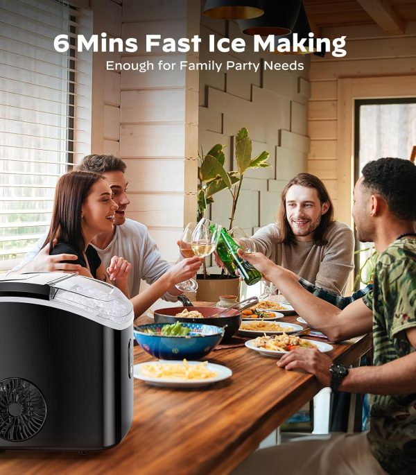 Nugget Ice Maker Countertop, Chewable Pellet Ice Machine with Self-Cleanin Function, 33lbs/24H Portable Ice Makers for Home Kitchen Officce - Black - Image 5