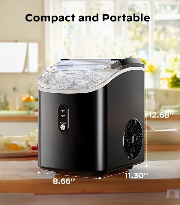 Nugget Ice Maker Countertop, Chewable Pellet Ice Machine with Self-Cleanin Function, 33lbs/24H Portable Ice Makers for Home Kitchen Officce - Black - Image 7