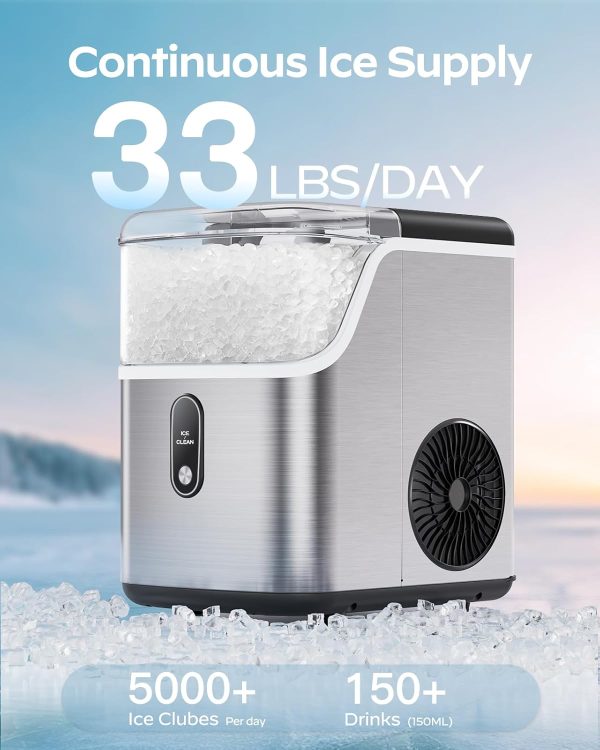 Nugget Ice Maker Countertop, 2K+ Bought in Past Month, Original Price: $169, Now: $117, Pebble Ice Maker with Soft Chewable Pellet Ice, 33 lbs per Day, Compact Ice Machine with Self-Cleaning & LED Indicator for Home, Kitchen, Camping, RV, Office - Image 2