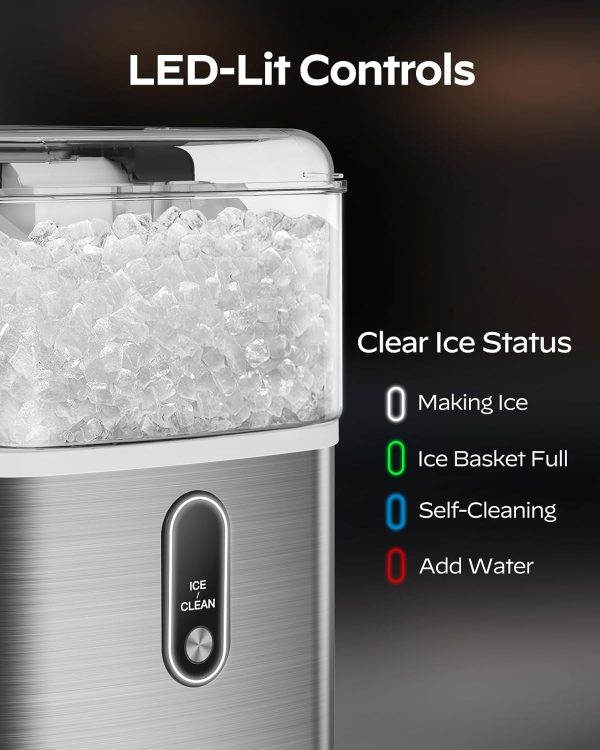 Nugget Ice Maker Countertop, 2K+ Bought in Past Month, Original Price: $169, Now: $117, Pebble Ice Maker with Soft Chewable Pellet Ice, 33 lbs per Day, Compact Ice Machine with Self-Cleaning & LED Indicator for Home, Kitchen, Camping, RV, Office - Image 5