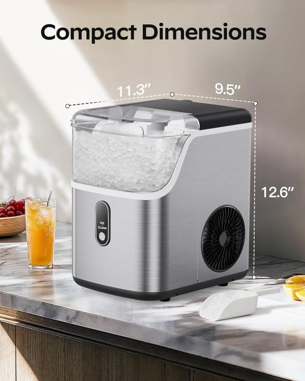 Nugget Ice Maker Countertop, 2K+ Bought in Past Month, Original Price: $169, Now: $117, Pebble Ice Maker with Soft Chewable Pellet Ice, 33 lbs per Day, Compact Ice Machine with Self-Cleaning & LED Indicator for Home, Kitchen, Camping, RV, Office - Image 6