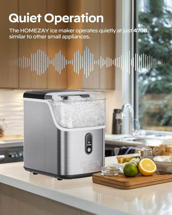 Nugget Ice Maker Countertop, 2K+ Bought in Past Month, Original Price: $169, Now: $117, Pebble Ice Maker with Soft Chewable Pellet Ice, 33 lbs per Day, Compact Ice Machine with Self-Cleaning & LED Indicator for Home, Kitchen, Camping, RV, Office - Image 7