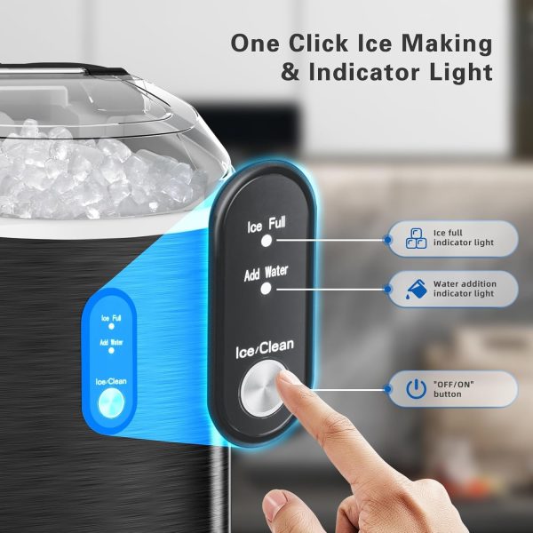 Nugget Ice Maker Machine Countertop, 3K+ Bought in Past Month, Original price: $79, Now: $57. With Soft Chewable Pellet Ice, Pebble Ice Maker Machine with Self-Cleaning, 35.5Lbs/24Hrs, One-Click Operation, Ice Basket/Ice Scoop for Home/Office/Bar, Black - Image 3