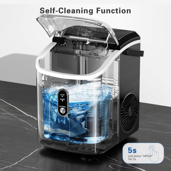 Nugget Ice Maker Machine Countertop, 3K+ Bought in Past Month, Original price: $79, Now: $57. With Soft Chewable Pellet Ice, Pebble Ice Maker Machine with Self-Cleaning, 35.5Lbs/24Hrs, One-Click Operation, Ice Basket/Ice Scoop for Home/Office/Bar, Black - Image 5