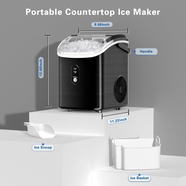 Nugget Ice Maker Machine Countertop, 3K+ Bought in Past Month, Original price: $79, Now: $57. With Soft Chewable Pellet Ice, Pebble Ice Maker Machine with Self-Cleaning, 35.5Lbs/24Hrs, One-Click Operation, Ice Basket/Ice Scoop for Home/Office/Bar, Black - Image 6