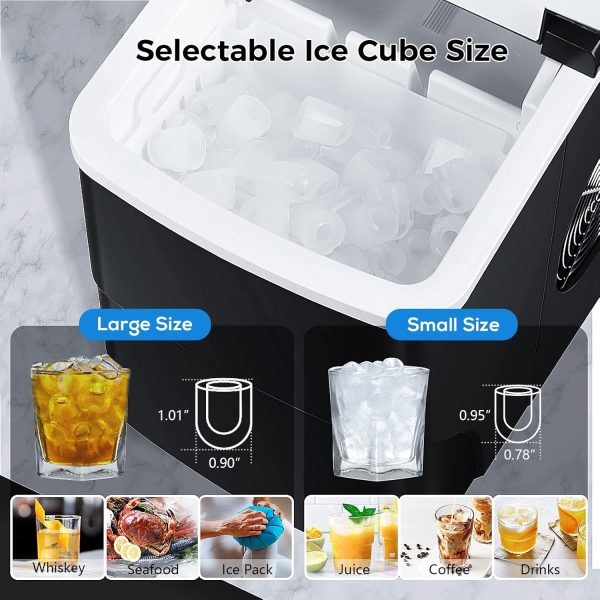 8K+ Bought in Past Month, Original Price: $79, Now: $57, Ice Makers Countertop with Self-Cleaning, 26lbs/24hrs, 9 Cubes Ready in 6 Mins, Portable Ice Machine with 2 Sizes Bullet Ice, Ice Scoop, and Basket for Home, Kitchen, Office, Bar, Party, RVs - Image 3