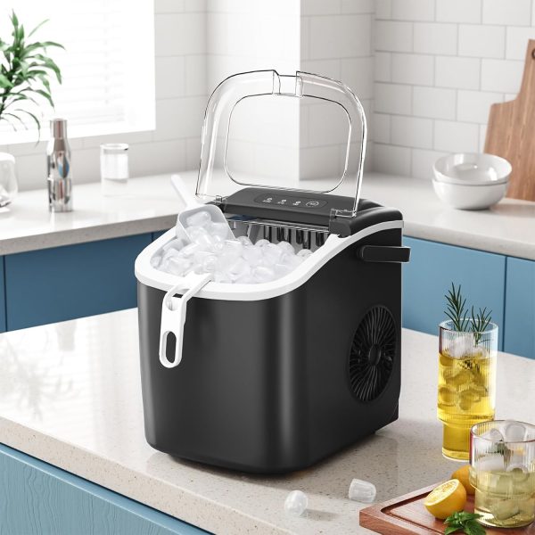 3K+ bought in past month, Ice Makers Countertop, Only $37, Shop Now! Portable Ice Maker Machine with Handle,Self-Cleaning Ice Maker, 26Lbs/24H, 9 Ice Cubes Ready in 6 Mins, with Ice Scoop and Basket, for Home / Office / Kitchen / Camping / RVs (Black) - Image 7