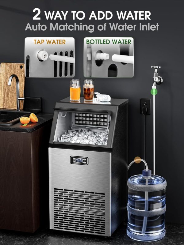 450+ Bought in Past Month, Original Price: $289, Now: $177, V2.0 Commercial Ice Machine,100 lbs /24H, Self Cleaning Ice Maker, Under Counter Ice Machines with 24 Hour Timer, Ice Thickness Control, Stainless Steel Ice Makers for School, Home, Bar, RV - Image 3