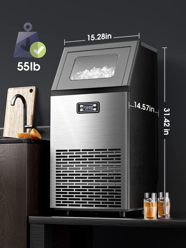 450+ Bought in Past Month, Original Price: $289, Now: $177, V2.0 Commercial Ice Machine,100 lbs /24H, Self Cleaning Ice Maker, Under Counter Ice Machines with 24 Hour Timer, Ice Thickness Control, Stainless Steel Ice Makers for School, Home, Bar, RV - Image 7