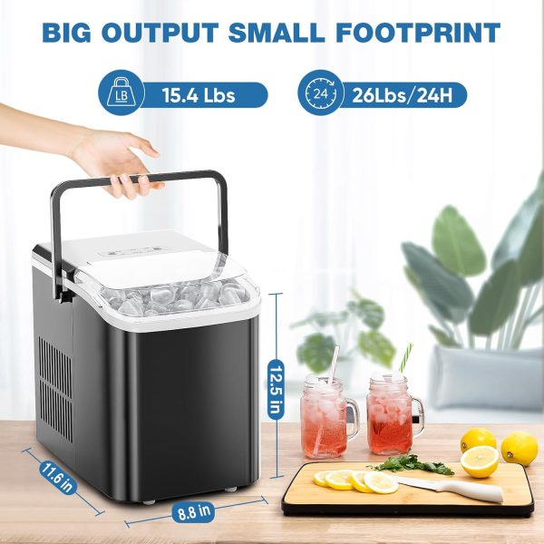 3K+ Bought in Past Month, Lowest Price Online, Only $37, Shop Now! Countertop Ice Maker Machine, Portable Self-Cleaning Ice Machine with Ice Scoop, Basket and Handle, 9 Cubes in 6 Mins, 26.5lbs/24Hrs, 2 Sizes of Bullet Ice for Home Kitchen, Coal Black - Image 2