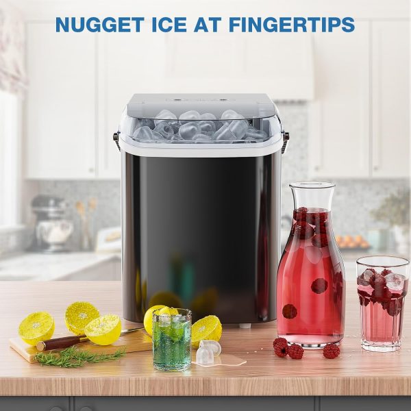 3K+ Bought in Past Month, Lowest Price Online, Only $37, Shop Now! Countertop Ice Maker Machine, Portable Self-Cleaning Ice Machine with Ice Scoop, Basket and Handle, 9 Cubes in 6 Mins, 26.5lbs/24Hrs, 2 Sizes of Bullet Ice for Home Kitchen, Coal Black - Image 6